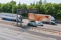 Lorry belonging to the British online supermarket Ocado.com, in motion on M25 motorway Royalty Free Stock Photo