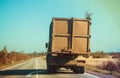 Lorry driving on the road. Transportation on the road. Russia, Gatchina, September 19, 2018