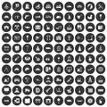 100 lorry icons set black circle