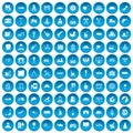 100 lorry icons set blue Royalty Free Stock Photo