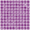 100 lorry icons set grunge purple