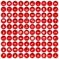 100 lorry icons set red