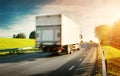 Lorry moving on sunny evening Royalty Free Stock Photo