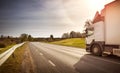 Lorry moving on sunny evening Royalty Free Stock Photo