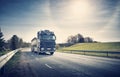 Lorry moving on sunny evening Royalty Free Stock Photo