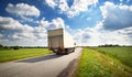 Lorry moving on sunny evening Royalty Free Stock Photo