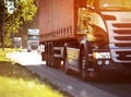 Lorry moving on sunny evening