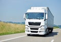 Lorry moving with trailer on lane Royalty Free Stock Photo