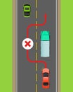 Lorry Overtaking Ban Flat Vector Diagram