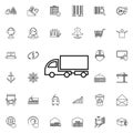 Lorry with a trailer icon. Universal set of cargo logistic for website design and development, app development