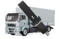 Lorry truck with safety belt, insurance and protect freight transportation concept. 3D rendering