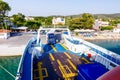 Lorry trucks are entering ferryboat, boarding cars Royalty Free Stock Photo