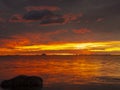 Los Alcazares, Murcia, Spain. Amazing sunrise at seaside with sun reflection on water