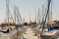 LOS ALCAZARES, SPAIN - FEBRUARY 25, 2019 Nice boats in a small marina in a seaside town, Mas Menor, Spain