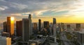 Los angeles aerial view with drone. Los Angeles downtown. California theme with LA background. Los Angels city center.