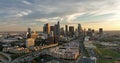 Los angeles aerial view, flying with drone. Los angels downtown cityscape. Flying of los angels, filmed LA by drone.