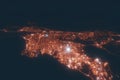 Los Angeles aerial view at night. Top view on modern city with street lights