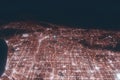 Los Angeles aerial view at night. Top view on modern city with street lights