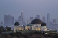 Los Angeles afternoon cityscape with Griffith Observatory