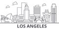 Los Angeles architecture line skyline illustration. Linear vector cityscape with famous landmarks, city sights, design