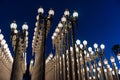 LOS ANGELES, CA - April 25, 2016: 'Urban Light' is a large-scale assemblage sculpture by Chris Burden at the LACMA Royalty Free Stock Photo