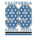 Los Angeles CA, pacific coast, fashion Typography, sport emblem design