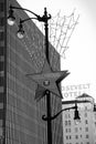 View of Star shaped neon sign on Hollywood Boulevard