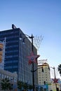 View of Star shaped neon sign on Hollywood Boulevard