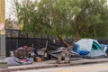 Part of Homeless campsite downtown Los Angeles, California.