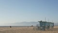 LOS ANGELES CA USA - 16 NOV 2019: California summertime Venice beach aesthetic. Sea gulls on sunny california coast, iconic retro