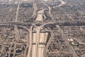 Aerial view of the I-110 and I-105 freeway interchange in Southern California