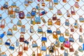 Los Angeles, California - December 19, 2022: Bunch of Love Locks on a Fence at Runyon Canyon