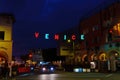 Los Angeles, California - December 29, 2022: Glowing Venice Sign