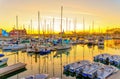 Los Angeles, California - December 22, 2022: Harbour and Lion Lighthouse View at Sunset Royalty Free Stock Photo