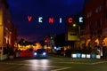 Los Angeles, California - December 29, 2022: Iconic Venice Sign in a Fiery Sky