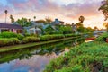 Los Angeles, California - December 29, 2022: Venice Canal Spectacular Sunset Royalty Free Stock Photo