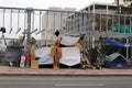 Los Angeles, California: Homeless cardboard houses in downtown Los Angeles