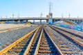 Los Angeles, California - January 21, 2023: Railroad tracks and the 1st Street Bridge