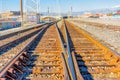 Los Angeles, California January 21, 2023: Railroad tracks system near the 1st Street Bridge Royalty Free Stock Photo