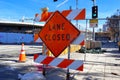 Los Angeles, California: Lane Closed sign for road works Royalty Free Stock Photo