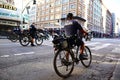 Los Angeles, California Ã¢â¬â Los Angeles Police Department by bike and Motorcycle at Jewelry District Royalty Free Stock Photo