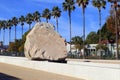 Los Angeles, California: Public Art LEVITATED MASS at the LACMA, Los Angeles County Museum of Art Royalty Free Stock Photo