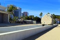 Los Angeles, California: Public Art LEVITATED MASS at the LACMA, Los Angeles County Museum of Art Royalty Free Stock Photo