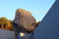 Los Angeles, California: Public Art LEVITATED MASS a sculpture by Michael Heizer at the LACMA, Los Angeles County Museum of Art Royalty Free Stock Photo