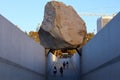 Los Angeles, California: Public Art LEVITATED MASS a sculpture by Michael Heizer at the LACMA, Los Angeles County Museum of Art Royalty Free Stock Photo