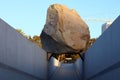 Los Angeles, California: Public Art LEVITATED MASS a sculpture by Michael Heizer at the LACMA, Los Angeles County Museum of Art Royalty Free Stock Photo