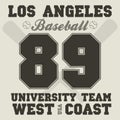 Los Angeles California sport typography t-shirt baseball champion college team Vector