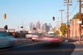 Los Angeles - Traffic view and Beautiful view of downtown LOS ANGELES - Long Exposure Photo