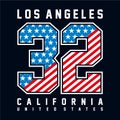 Los Angeles California Typography with number american flag.for t shirt print  and other uses . Vector illustration Royalty Free Stock Photo