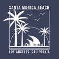 Los Angeles, California typography for t-shirt. Summer design. T-shirt graphic with tropic palms